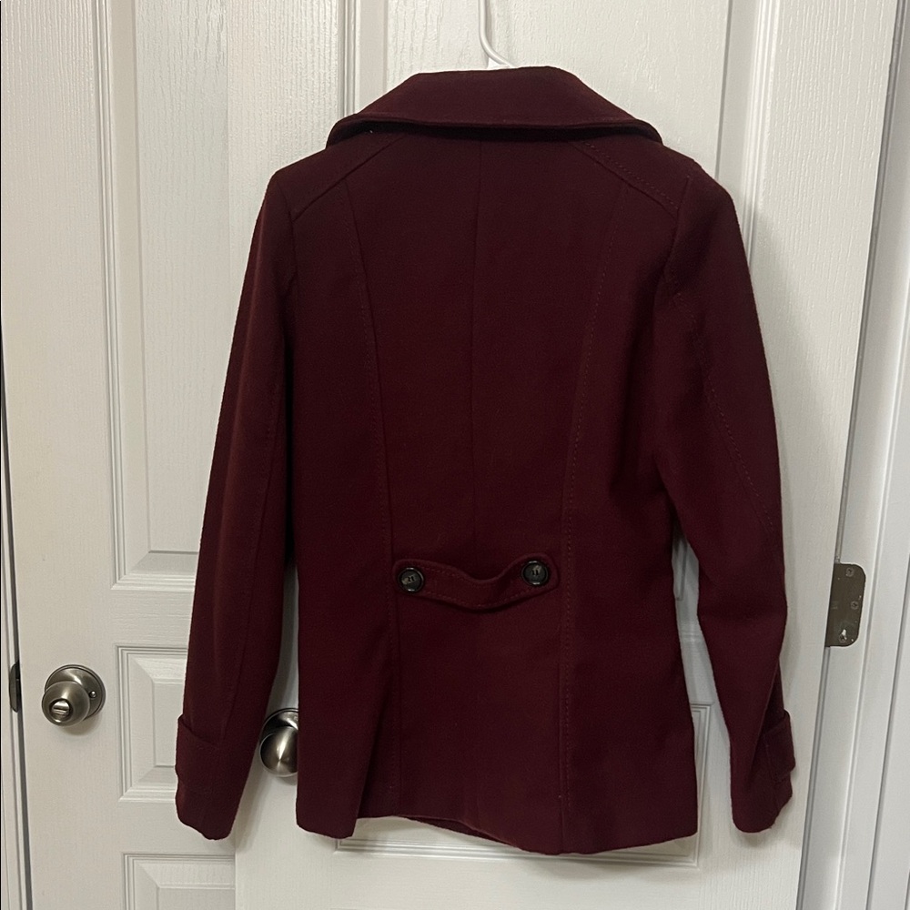 H&M double breasted burgandy peacoat - Picture 4 of 5